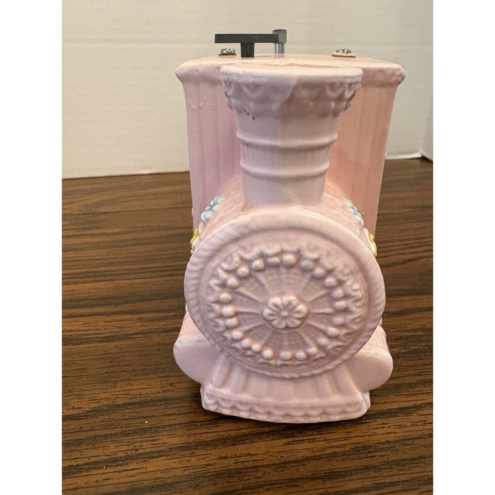 Vintage Pink Ceramic Train Baby Planter